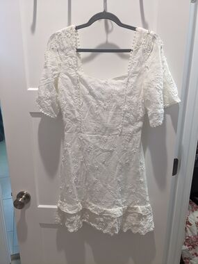 Parisian Works White Embroidered Mini Dress